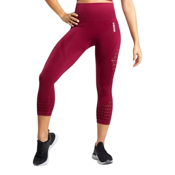 Gymshark Energy Seamless Cropped Leggings in Berry Red women's sz XS - Picture 1 of 15